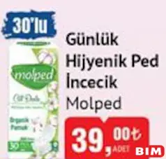 MOLPED GÜNLÜK HİJYENİK PED İNCECİK 30'LU MOLPED GÜNLÜK HİJYENİK PED İNCECİK 30'LU